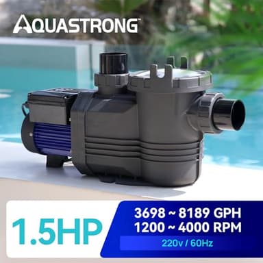 AQUASTRONG Variable Speed Pool Pump, 1.5 HP, 220V, 8189GPH, In/Above Pool Pump, Energy Efficient, High Flow, Powerful Self Primming Swimming Pool Pumps with Filter Basket - Image 4
