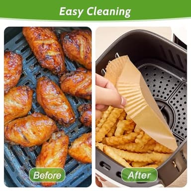 360 Pcs 6.5” Square Unbleached Heavy Duty Air Fryer Paper Liners Disposable, Non-Stick & Non-Leak Parchment Paper Liners for Airfryer Basket, Deep Fryer Parts & Accessories - Image 5