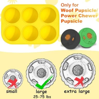 BABORUI 6 Cavities Silicone Dog Treat Molds for Woof Pupsicle & Power Chewer Pupsicle Large 25-75lbs, Reusable Frozen Dog Treat Molds for Making Puppy Favorite Freeze Refill Ice Popsicle Treats (L) - Image 2