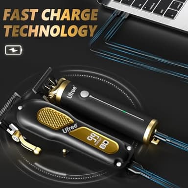 Ufree Hair Clippers for Men, Professional Clippers and Trimmers Set, Cordless Clippers for Hair Cutting, Beard Trimmer, Barber Clippers, Rechargeable Electric Shaver, Gifts for Men, Black Gold - Image 7