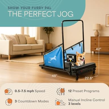 Lifepro PawRunner Dog Treadmill for Small & Medium Dogs, Pet Treadmill for Dogs up to 130lbs, Indoor Running Machine for Fitness, Compact & Durable Pacer Treadmill for Health and Exercise - Image 5