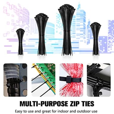 Cable Zip Ties,400 Pack Black Assorted Sizes 12+8+6+4 Inch,Multi-Purpose Self-Locking Nylon Cable Cord Management ,Plastic Wire Ties for Home,Office,Garden,Workshop. By HAVE ME TD - Image 7
