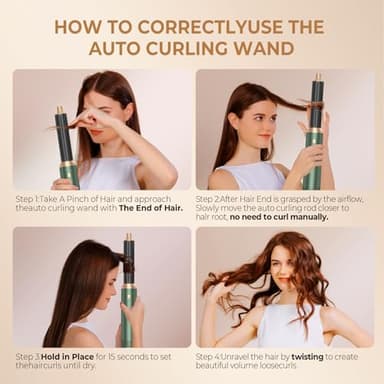 Blow Dryer Brush 5 in 1, Negative Ion Hair Dryer Brush Set Upgrade Hot Air Brush Air Styler Curling Wrap Air Curler, Curling Iron Hair Styling Tools As A Gift for Straight/Curl/Drying/Smoothing - Image 7