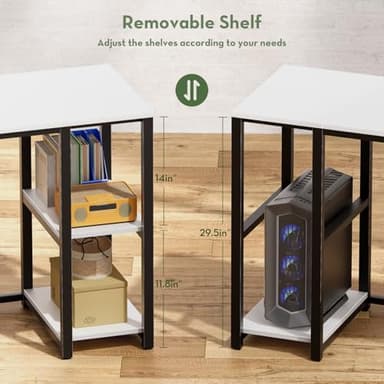 SINPAID 40IN Computer Desk with Shelves, Cream White Sturdy Small Desk for Bedroom, Modern Gaming Table, Office Furniture - Image 3