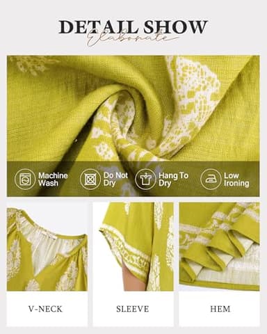 Bebonnie Women Blouses Dressy Casual: Womens Bell Sleeve Summer Spring V Neck Floral - Hawaiian Outfits for Women - Boho Hippie Peasant Blouses Plus Size Shirts Tunic Tops Multi Green XXL - Image 5