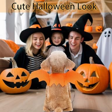 Halloween Dog Cat Bat Wings Costume, Halloween Cute Apparel Cosplay Party Decoration, Dress-Up, Pumpkin Head Jumping Popper Bouncing Toy and Pumpkin Bells Combo for Cat Dogs Puppy Kitty, Black - Image 4