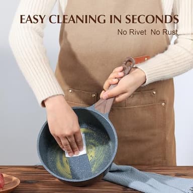 SENSARTE Nonstick Sauce Pan with Lid Saucepan Set, Swiss Granite Coating Sauce Pot Kitchen Cooking Pot Sets, Induction Comptable, Free of Intentionally Added PFOA, 1.5 + 2 QT - Image 4