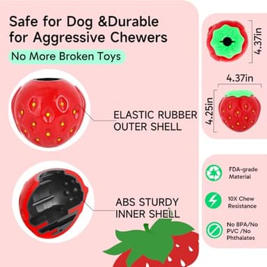 UNQBWE Dog Chew Toy for Large Dog, Stuffable Dog Toy, Treat Dispensing Dog Toy, Frozen Treat Toy, Treat Food Dispensing Ball, Dog Enrichment Toys, Treat-Filling Capabilities for Extended Play Time - Image 3