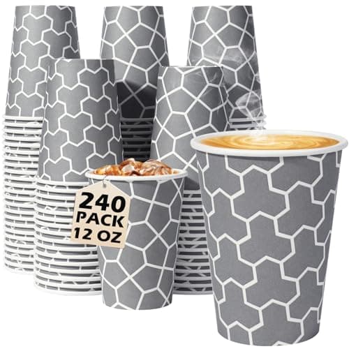 Huifany Coffee Cups 12 oz Paper Cups 240 Pack, Disposable Coffee Cups 12 oz Hot Cup, Disposable Cups Paper Insulated Cup for Cold Hot Drinks - Image 1
