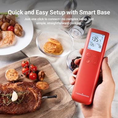 ThermoMaven Smart Bluetooth Wireless Meat Thermometer, 10X Enhanced Sub-1G Signal and Stability, Standalone Display Base, Certified Accuracy ±0.5°F, WiFi Unlimited Range for BBQ, Oven, Smoker, Grill - Image 3
