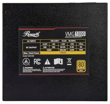 Rosewill VMG 1000W 80+ Gold, ATX 3.0 & 3.1 Compatible, Full Modular Low-Noise Power Supply, PCIe 5.1 12V-2x6 Connector, 100% Japanese Capacitor, 120mm FDB Silent Fan - 5 Year Warranty - Image 8
