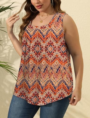 Tank Top for Women Flowy Sleeveless Blouses Dessy Beach Vacation Travel Essentials Plus Size Bohemian Clothes 2XL - Image 4