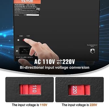 VEVOR Voltage Converter Transformer, 5000W, Heavy Duty Step Up/Down Transformer, Convert from 110 Volt to 220 Volt and from 220 Volt to 110 Volt, with US Outlet EU Outlet 5V USB Port, CE Certified - Image 3
