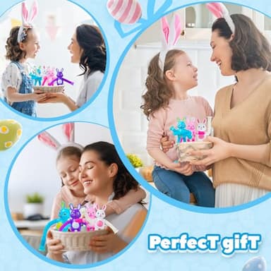 4 Pcs Easter Bunny Pop Tube Sensory Toys,Easter Basket Stuffer for Toddler Kids Boy Girls,Bunny fidgets Suction ADHD Autism Toy,Fidget Toys Autistic Travel Toys - Image 5
