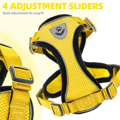 PUPTECK Cat Harness and Leash Set Escape Proof Reflective Cat Walking Harness Adjustable Soft Breathable Mesh Vest for Small Pets, Yellow, M - Image 4