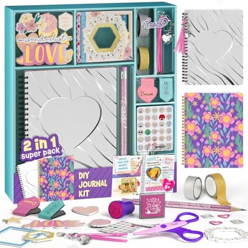 LAOESE 2-Pack DIY Journal Kit for Girls -Christmas Birthday Gifts for Girls 8 9 10 11 12 13 14 Years Old - Arts & Crafts for Teens Trendy Stuff - Scrapbook & Diary Supplies Toys Set - Image 1