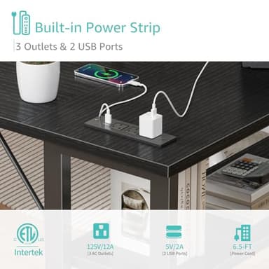 Lufeiya Small L Shaped Desk with Power Outlet Shelves, 40 Inch Corner Computer Desk for Small Space Home Office, L-Shaped Gaming Desk PC Desks with Charging Station, Black - Image 6