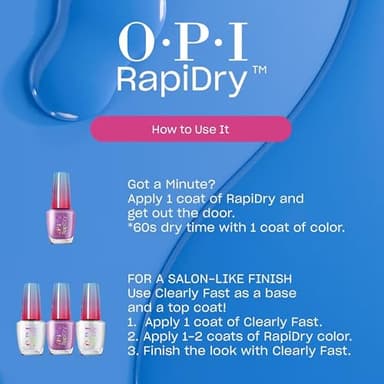 OPI RapiDry Flash n' Flirty | Opaque Soft Pink Pearl Quick Dry Nail Polish | Vegan, Smudge Proof, Fast Drying - Image 5
