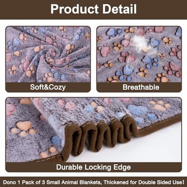 Dono 1 Pack 3 Dog Blankets for Small Dogs, Soft Fluffy Paw Print Pattern Fleece Pet Blanket Warm Sleep Mat, Puppy Kitten Blanket Doggy Mat for Dog Cat Kitten Doggy (40 * 30") - Image 5