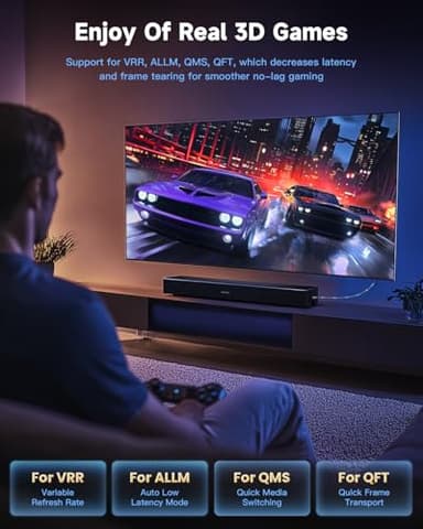 ARISKEEN 8K HDMI Cable 50FT, 48Gbps High Speed HDMI 2.1 Cable, 8K 60Hz, 4K 120Hz 144Hz Support for HDR 10, HDCP 2.2 2.3, eARC, DTS:X, Braided HDMI Cord Compatible with Laptop/HDTV/Monitor - 50 Feet - Image 4