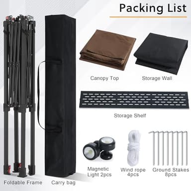 ABCCANOPY 8x5 Pop Up Grill Gazebo - Outdoor BBQ Canopy with Shelf & Sidewall, Portable Barbeque Shelter with 2 Magnetic LED Lights, Carry Bag for Patio Garden Events Picnic Grilling, Brown - Image 9