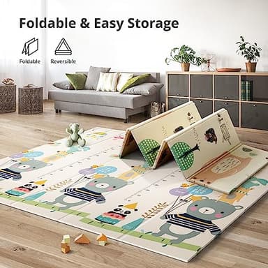 UANLAUO Baby Play Mat,79"x 71" Large Mat for Floor,Reversible Floor Mat,Foam Thick&Waterproof,Foldable Playmats for Babies and Toddlers,Anti-Slip for Baby Crawling,Non-Toxic Tummy Time(Bear) - Image 6