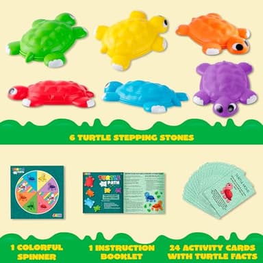 JOYIN Turtle Balance Stepping Stones, 6 Pcs Kids Turtle Jumping Stones Steps Stones Up to 265 Ibs, Toddler Obstacle Course Coordination Game Toys for Ages 3 Years and UP Indoor or Outdoor Play - Image 2
