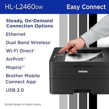Brother HL-L2460DW Wireless Compact Monochrome Laser Printer with Duplex, Mobile Printing, Black & White Output - Image 6