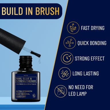 Valitic Strong Nail Glue and Strengthener for Acrylic and Press On Nails - Quick Dry Brush On Gel for Long Lasting Effect - Adhesive Nail Bond for False Nails with Tips Strengthener - 2 PACK - Image 2