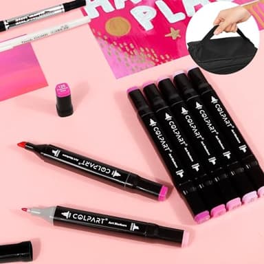 colpart 120 Colors Alcohol Markers Set Dual Tip Art Markers for Kids Marker Pens with Pen Holder and Case for Adult Painting Supplies Perfect for Painting, Coloring Book, Sketching and Drawing - Image 2