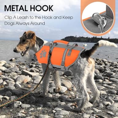 Queenmore Dog Life Jacket Medium, Dog Life Vest for Swimming, Dog Life Vest for Medium Dogs, Floating Dogdie Vests for Boating Kayaking, Pet Swim Preserver with Safety Handle Hook, Puppy Swim Vest - Image 5