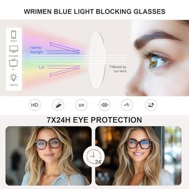 Wrimen Blue Light Blocking Glasses For Woman/Men,Computer Glasses,Anti Eyestrain & UV Protection Eyeglasses - Image 5