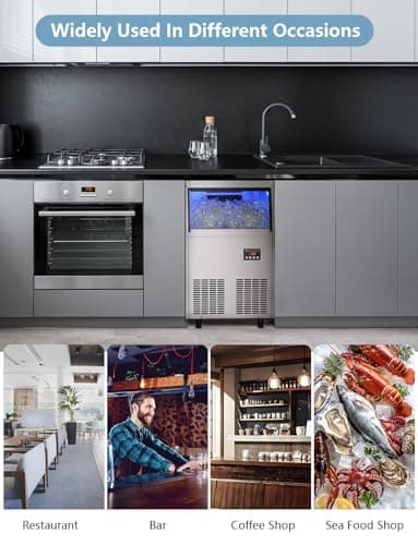 Coolski Commercial Ice Maker Machine 100Lbs/24H, Under Counter Ice Machine with 34lbs Ice Storage Bin, Stainless Steel Freestanding Ice Maker for Restaurant, Bars, Home and Offices - Image 8