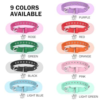 DILLYBUD Leather Cat Collars for Boy Girl Cats with Bell and Safety Elastic Belt, Personalized Rivets Stud Adjustable Safe Buckle Collar with Skull Charm for Kitty Small Pets, Halloween Cat Collar - Image 7