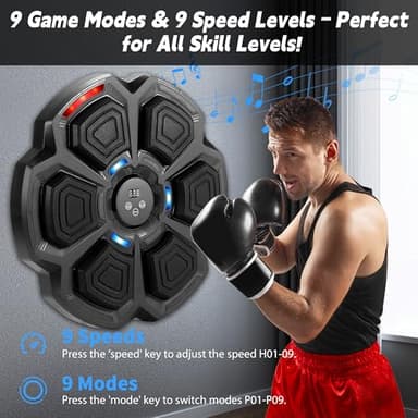 Music Boxing Machine, Music Punching Machine for Adults Kids, Interactive Boxing Target Wall Mounted with Gloves, Gift for Family Friends Large Size - Image 3