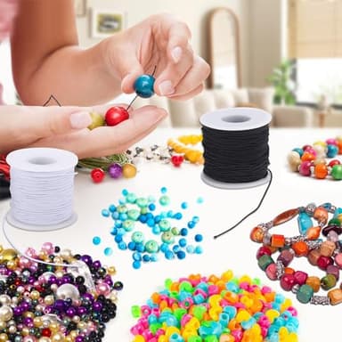 Stretchy String for Bracelets, 3 Rolls 1 mm 495 Feet Sturdy Elastic String Cord for Jewelry Making, Necklaces, Beading and Crafts (1.0mm (Black&Wihte&Rainbow)) - Image 5