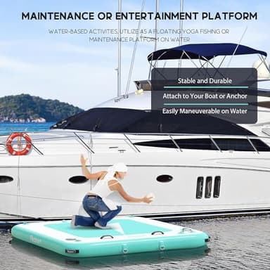 FBSPORT Inflatable Floating Dock, Inflatable Air Dock Platform Floating Island Raft with Non-Slip Surface, Inflatable Water Floating Dock Mat for Lake Pool Beach Ocean, 5x6x0.5 ft, Green - Image 3