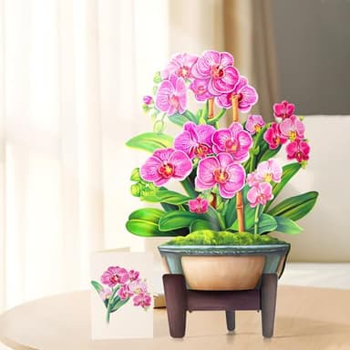 Airpark Pop Up Flower Card, 3D Paper Flowers Bouquet – 14" Orchids, Birthday, Mother’s Day, Get Well Greeting Cards with Note Card & Envelope - Image 7