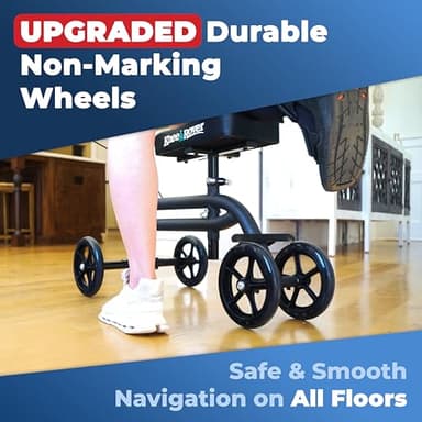 KneeRover Economy Knee Scooter Steerable Knee Walker for Adults for Foot Surgery, Broken Ankle, Foot Injuries - Foldable Knee Rover Scooter for Broken Foot Injured Leg Crutch (Black) - Image 5