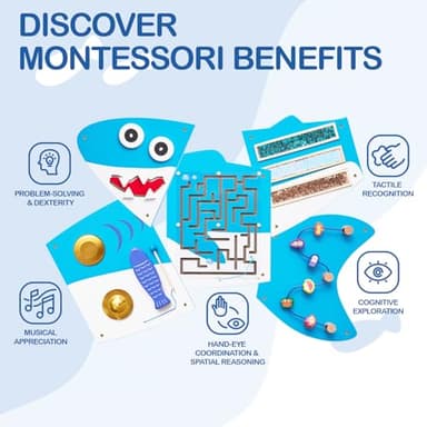 Monläurd® Shark Montessori Busy Board, Sensory Board, Educational Toys, Sensory Wall Panel, Wall Toys, Daycare Furniture, Playroom Furniture, Learning Toys, Boys and Girls 6 M+ - Image 5