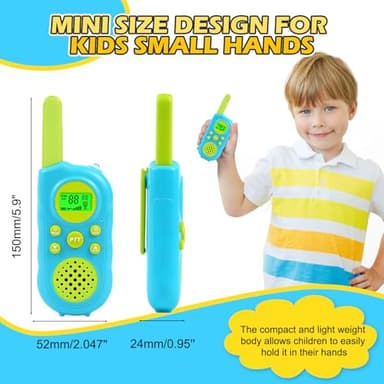 VOOPON Walkie Talkies for Kids 22 Channels Long Range 2 Way Radio Toys for 3-12 Ages with LCD Flash Light,Birthday Gifts for 4 5 6 7 8 9 Years Old Boys Girls for Camping Hiking Indoor Outdoor (Blue) - Image 2