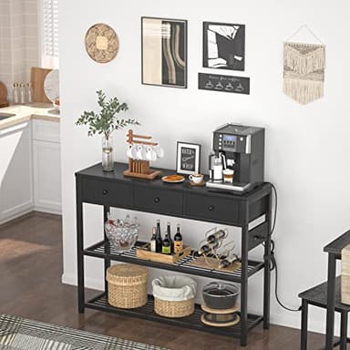 Ecopriso 47'' Entryway Table with Outlets and USB Ports, Console Table with 3 Drawers, Sofa Table Narrow Long with Storage Shelves for Living Room, Couch, Hallway, Foyer, Kitchen Counter, Black - Image 7