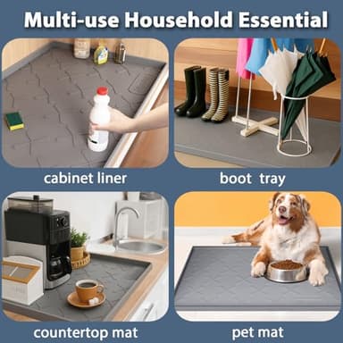 SIKADEER 28" x 19" Under Sink Mat Waterproof, Silicone Mat Kitchen Drawer Shelf and Cabinet Liner, Sink Protector for Kitchen Organizers and Storage, Boot Tray Pet Food Mats - Image 7