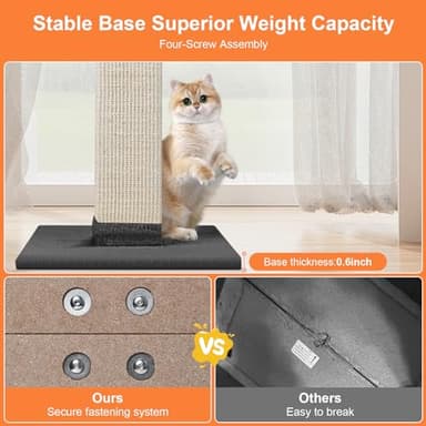 Cat Scratching Post 33 Inch Nature Sisal Scratch Post for Indoor Cats, Large Cat Scratcher Protect Your Furniture, for All Breeds Grey - Image 5