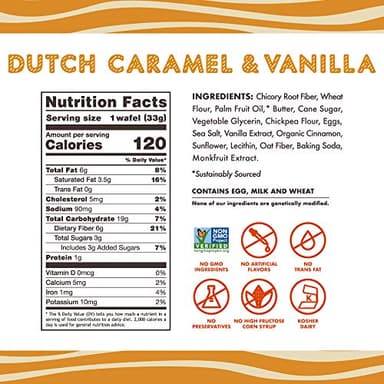 Rip Van Wafels Dutch Caramel & Vanilla Stroopwafels, Healthy Snacks, Non-GMO, Low Calorie, Low Sugar (3g), Office Snacks, Keto Friendly, 12 Count - Image 2