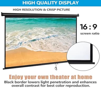 ZENY Outdoor Projector Screen Pull Down 80 Inch 16:9 HD Projection Screen, Roll Down Ceiling Projector Screen, Portable Indoor Outdoor Movie Screen - Image 3