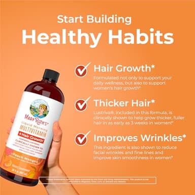 MaryRuth's Liquid Multivitamin + Hair Growth | Clinically Tested for Thicker Hair & Facial Wrinkles in Women | Biotin 10000mcg | Lustriva Hair Growth Supplements | Skin Care | Ages 18+ | 30 Fl Oz - Image 5