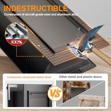 Dog Door for Wall, All Aluminum Large Doggy Door Doggie door, Pet Door Easy to Install, 2 Magnetic Flaps Energy Efficient, Wide Telescoping Tunnel for Interior & Exterior Walls, Pet Up to 110 Lb-Black - Image 2