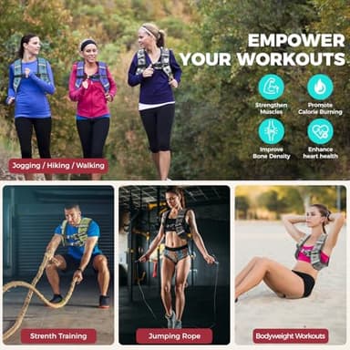 BAGAIL Weighted Vest, 5lbs/8lbs/10lbs/12lbs/15lbs/20lbs/25lbs/30lbs Weight Vest with Detachable Phone Pouch, Rucking Vest for Women, Men, Walking, Weight Loss, Training, Running - Image 7