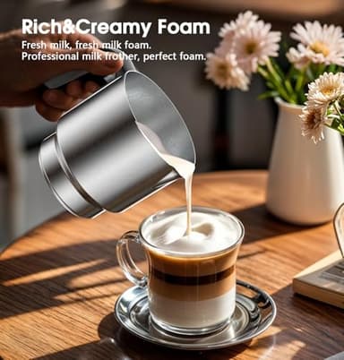 Milk Frother and Steamer, Large Capacity Detachable Electric Milk Frother, Automatic Warm and Cold Foam Maker, Hot Chocolate Maker, BPA Free, Grey - Image 4